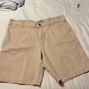 Carhartt Canvas Work Shorts Mens 38 Beige Carpenter Utility Pockets Cotton